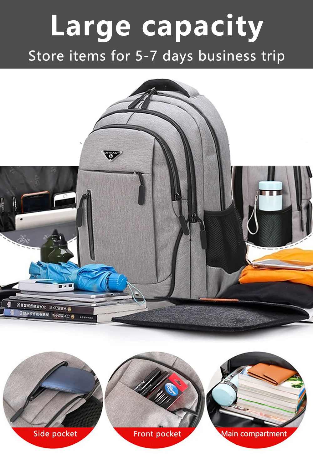 Men Backpack USB Charging from badr